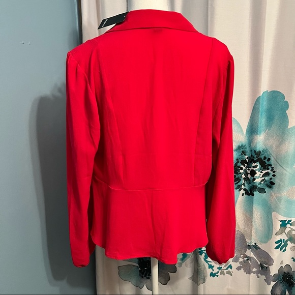 Hot pink tie front blazer top - Picture 2 of 4